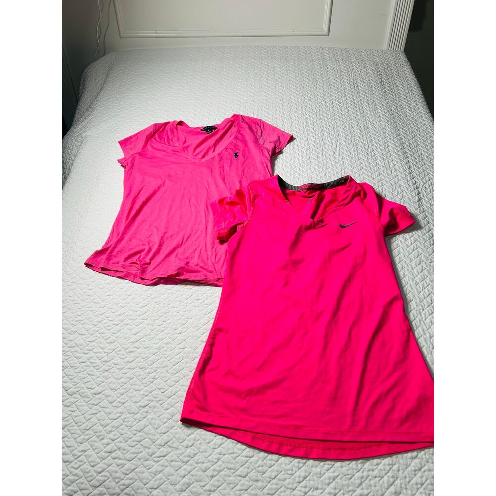 HOT PINK Women’s 2 Shirt Bundle / RALPH LAUREN - Large & NIKE PRO Dri Fit- Large